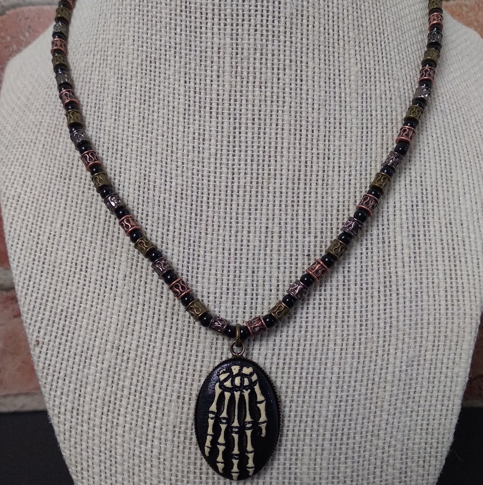Skeleton Hand Beaded Necklace - image 2